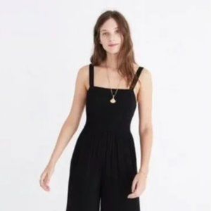 Madewell Smocked Crop Jumpsuit Black